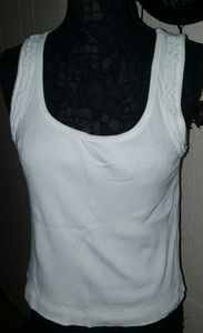 Old Navy Perfect Fit Beaded White Tank Top